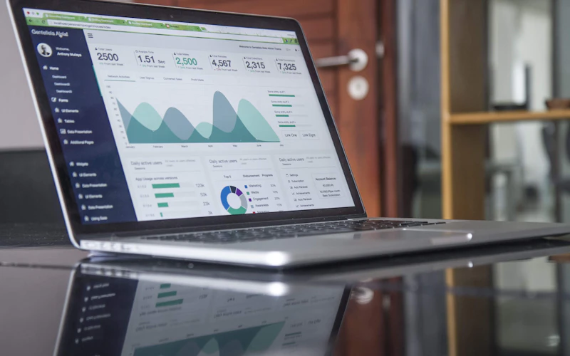 Business analytics dashboard on a laptop
